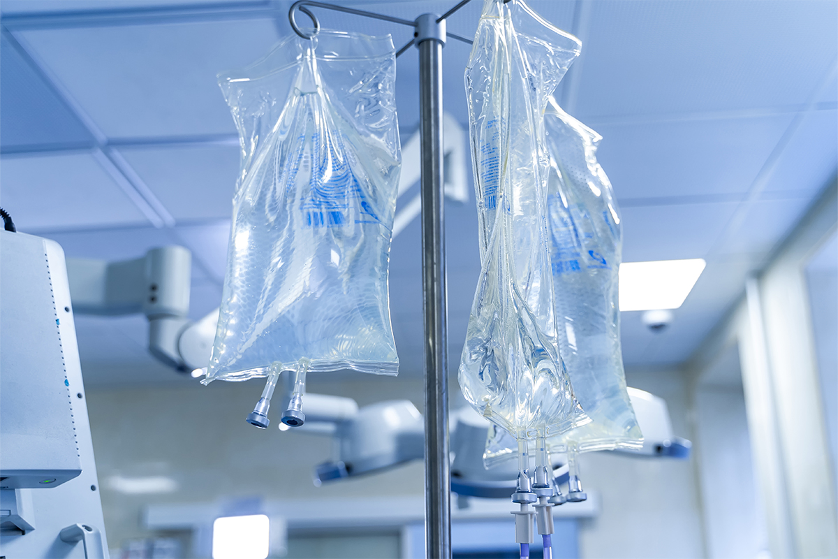 Medical dropper on an iron rack